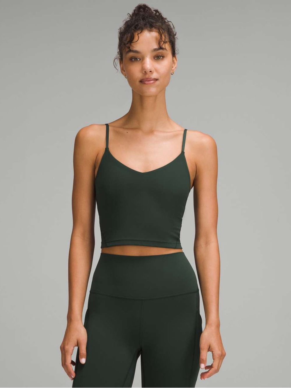 Lululemon Align Cropped Cami Tank Top Light Support A/B Cup Legacy Green Size 6